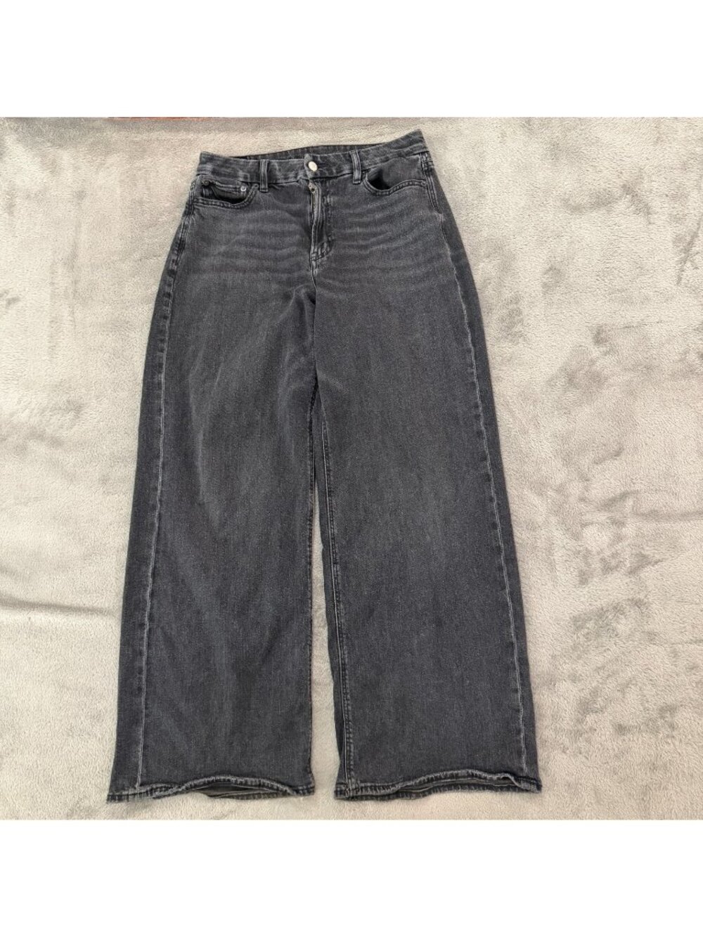 American Eagle Curvy Super High Rise Baggy Wide Leg Jeans 10 Regular Black